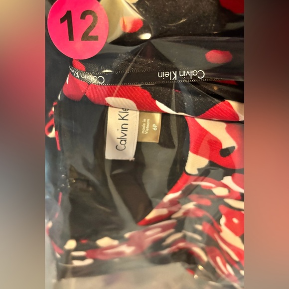 Calvin Klein Red and Black Patterned Mini Dress - Picture 14 of 14